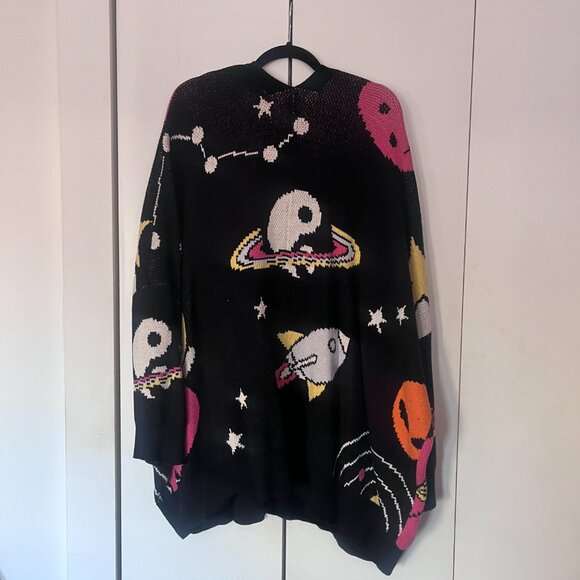 Dressed In LALA - RARE - Oversized Wish You Were Here Outerspace Cardigan - L/XL - Picture 5 of 7